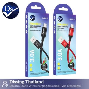 สายชาร์จ usba to typec 3.0a 1.2m ดำ ไนลอนถัก