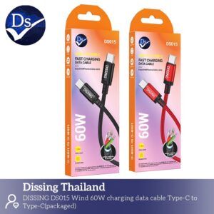 สายชาร์จ usbc to c 60w 1.2m แดง ไนลอนถัก